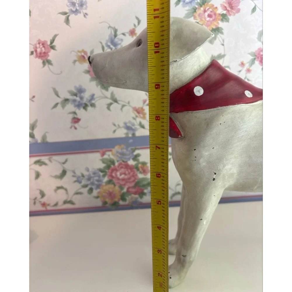 Rustic Standing Dog Figurine with Red Polka Dot Bandana Farmhouse Decor 14in - Picture 5 of 11